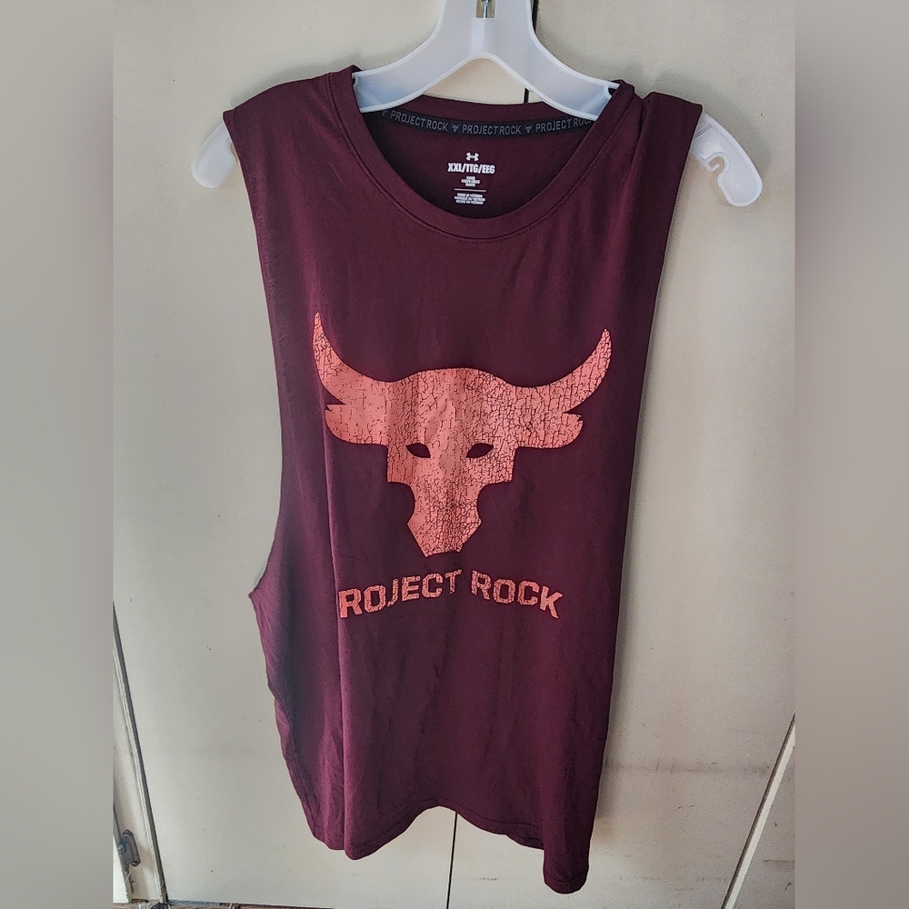 Under Armour Project Rock Burgundy Cut Off Tank